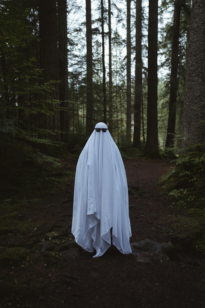 a wedding dress in the woods