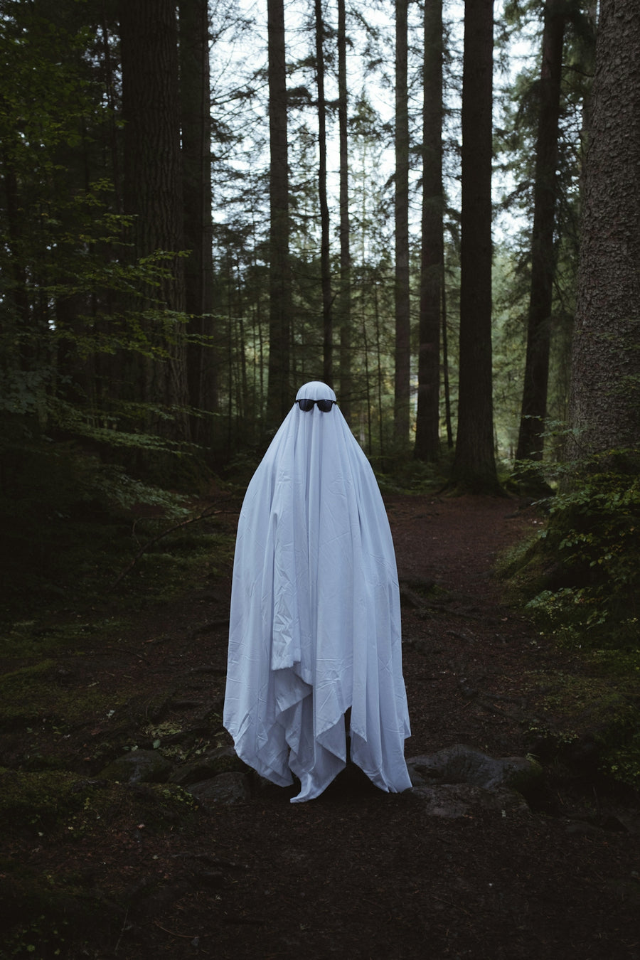 a wedding dress in the woods